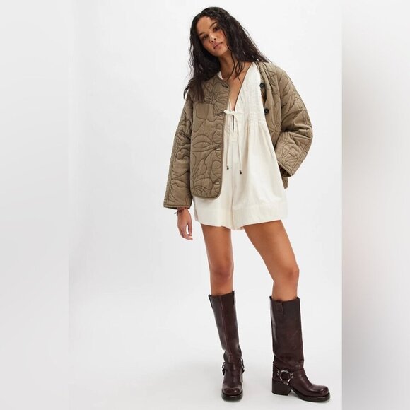 Free People Pants - Free People Webster Romper Ivory Cotton Sleeveless Boho Large